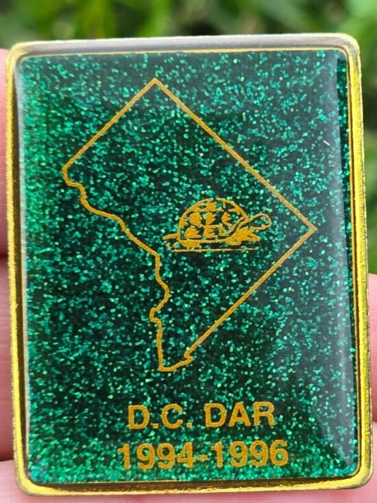 Daughters of the American Revolution Jewelry - Daughters of the American Revolution DAR DC Green turtle Pin Brooch DC Vintage
